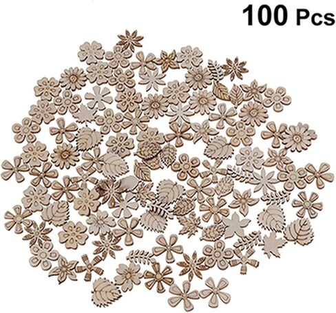 100 قطعة من شرائح الخشب الزهرية غير المكتملة، قطع خشبية على شكل أوراق شجر، قطع خشبية صغيرة لتزيين الحرف اليدوية الخشبية، واللوازم الحرفية، والفنون، والحرف اليدوية، والخشب غير المكتمل in Saudi Arabia