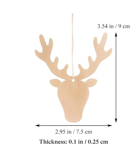 20 قطعة من خشب رأس الغزلان، قطع يدوية من الخشب، زخرفة قلادة رأس الرنة الخشبية مع حبال من القنب، علامات خشبية لعيد الهالوين، عيد الشكر، زينة معلقة لشجرة عيد الميلاد in Kuwait