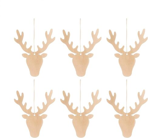 20 قطعة من خشب رأس الغزلان، قطع يدوية من الخشب، زخرفة قلادة رأس الرنة الخشبية مع حبال من القنب، علامات خشبية لعيد الهالوين، عيد الشكر، زينة معلقة لشجرة عيد الميلاد in Kuwait