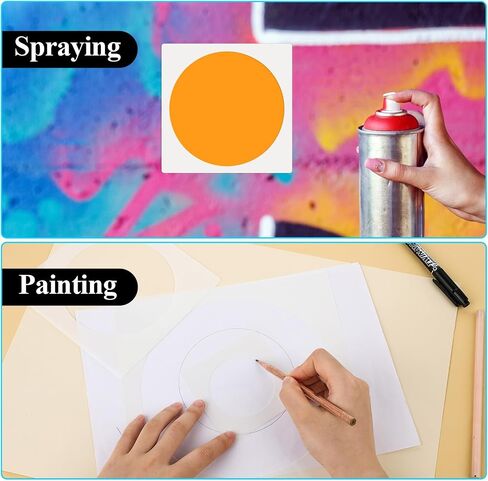 16 قطعة من استنسل دائرة كبيرة للرسم، قالب دائرة بلاستيكية للحرف اليدوية الكبيرة إلى الصغيرة بأحجام مختلفة، استنسل دائرة طلاء استنسل لطلاء الجدران، نسيج خشبي، ديكور المنزل in Saudi Arabia