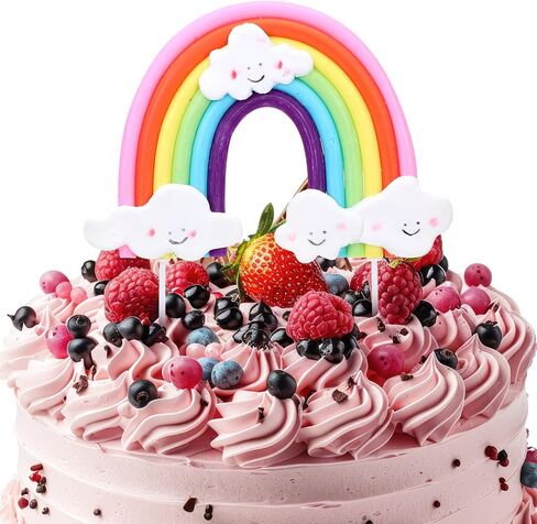 Exquisite Soft Pottery Rainbow Cake Topper, Vibrant Decoration for Magical Rainbow, Colorful Rainbow Cake Decoration Rainbow Theme Cake Supplies for Birthday Party Wedding Cake Decorations in Saudi Arabia