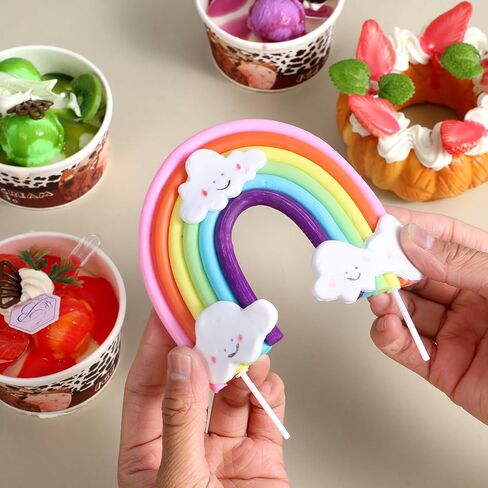 Exquisite Soft Pottery Rainbow Cake Topper, Vibrant Decoration for Magical Rainbow, Colorful Rainbow Cake Decoration Rainbow Theme Cake Supplies for Birthday Party Wedding Cake Decorations in Saudi Arabia