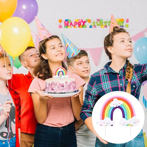 Exquisite Soft Pottery Rainbow Cake Topper, Vibrant Decoration for Magical Rainbow, Colorful Rainbow Cake Decoration Rainbow Theme Cake Supplies for Birthday Party Wedding Cake Decorations in Saudi Arabia