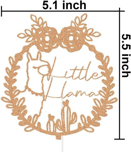 قطعة علوية للكعكة من اللاما الصغيرة، ديكورات حفلات أعياد ميلاد الأطفال بطابع المكسيكي فييستا، اختيار كعكة بطابع الألبكة والصبار لاستحمام الطفل باللون الذهبي الوردي in Kuwait