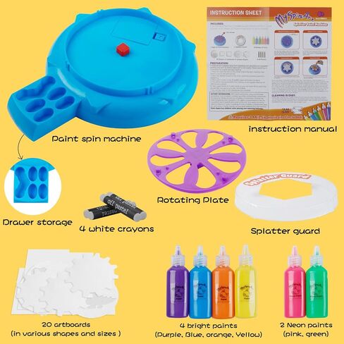 Wings Giant Paint Spin Art Machine Kit for Kids, Paint Spinner with Splatter Guard, Thicker Painting Spinner Arts & Crafts Birthday Gifts for 6-12 Years Old Boy, Girl in Kuwait