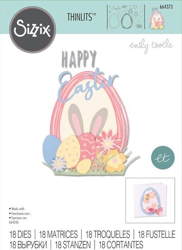 Sizzix Thinlits Die Set 17 Pack Easter Sentiments by Emily Tootle, Multicolor in Saudi Arabia
