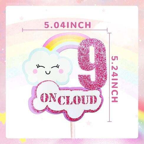 LaVenty Pink On Cloud 9 أغطية كعكة عيد الميلاد على Cloud 9 كعكة توبر على Cloud 9 تزيين الكيك على Cloud 9 لوازم حفلات أعياد الميلاد على Cloud 9 هدايا الحفلات in Kuwait
