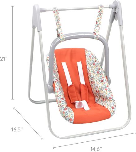 JC Toys - for Keeps Playtime | 2 in 1 Baby Doll Swing and Portable Carrier | for Dolls up to 18" | Ages 3+ | Nature Theme Color in Saudi Arabia