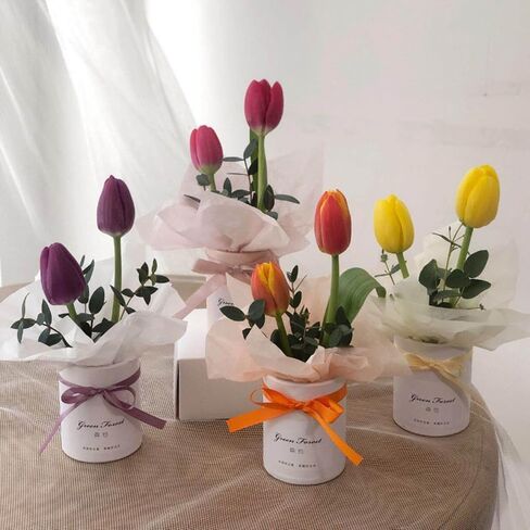 4pcs Cardboard Cylinder Kraft Paperboard Tubes Florist Round Gift Boxes With Lids For Florist, Diy Projects. in Saudi Arabia