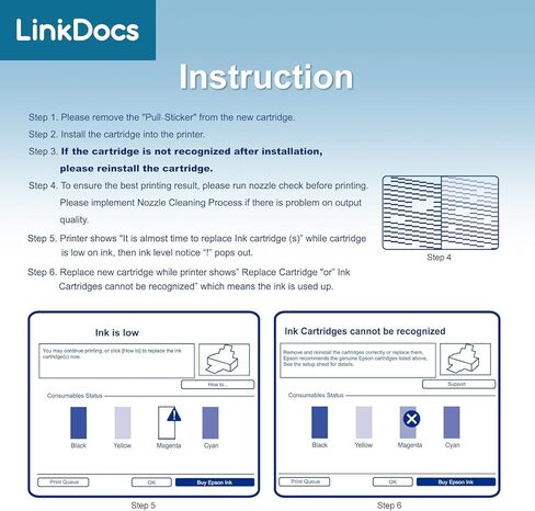 مجموعة خراطيش حبر 222XL بديلة معاد تصنيعها لطابعة Epson 222 T222 مع طابعة Epson Expression Home XP-5200 Workforce WF-2960 (أسود، سماوي، أرجواني، أصفر) in Kuwait