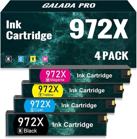 972X Ink Cartridges Remanufactured Ink Cartridge Replacement for HP 972X 972A 972 with PageWide Pro MFP 377dw 477dw 452dw 577dw 552dw 352dw 452dn 477dn Printer(4 Value Pack) in Saudi Arabia