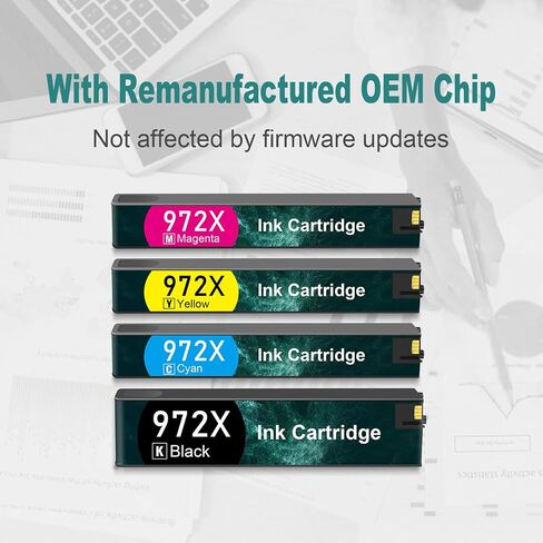 972X Ink Cartridges Remanufactured Ink Cartridge Replacement for HP 972X 972A 972 with PageWide Pro MFP 377dw 477dw 452dw 577dw 552dw 352dw 452dn 477dn Printer(4 Value Pack) in Saudi Arabia