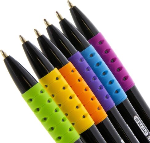 BAZIC Oil Gel Ink Retractable Pen Spyder Assorted Colors, 0.7 mm Medium Point Soft Grip Smooth Writing, for Office School (4/Pack), 1 UNIT, RANDOM COLOR in Saudi Arabia