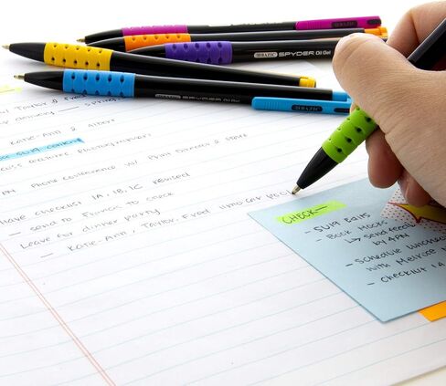 BAZIC Oil Gel Ink Retractable Pen Spyder Assorted Colors, 0.7 mm Medium Point Soft Grip Smooth Writing, for Office School (4/Pack), 1 UNIT, RANDOM COLOR in Saudi Arabia