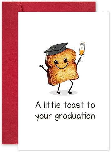Leinessy Cute Toast Graduation Card, Congratulations Card with Envelope, A Little Toast to Your Graduation Pun Card in Kuwait
