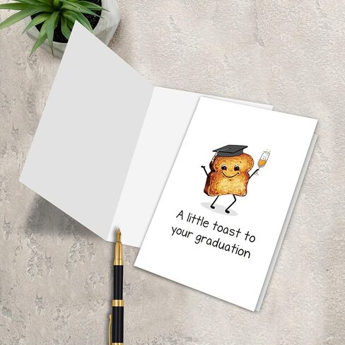 Leinessy Cute Toast Graduation Card, Congratulations Card with Envelope, A Little Toast to Your Graduation Pun Card in Kuwait