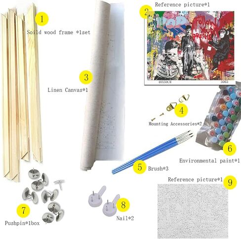 Tucocoo Banksy اتبع أحلامك لوحة زيتية بانكسي مجردة قرد لوحة زيتية يمكنك صنعها بنفسك الطلاء بالأرقام مجموعة اللوحة للمبتدئين (16 بوصة عرض × 20 بوصة ارتفاع) in Kuwait