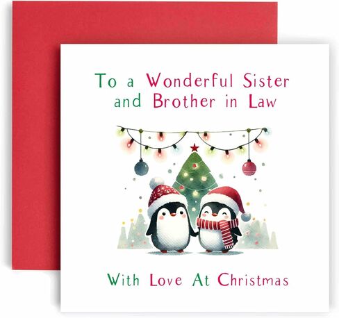 Huxters Festive Christmas Card for Nana – Penguin Watercolour Design – Christmas card for Santa and Xmas Traditions (Nana) in Saudi Arabia
