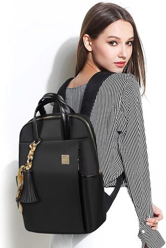 Kamlui Laptop Backpack for Women 17.3-Inch Slim - Computer Case Laptop Bag Travel Casual Daypack Satchel Business Weekender Fashion Nylon (Black) in Saudi Arabia