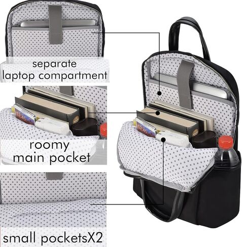 Kamlui Laptop Backpack for Women 17.3-Inch Slim - Computer Case Laptop Bag Travel Casual Daypack Satchel Business Weekender Fashion Nylon (Black) in Saudi Arabia
