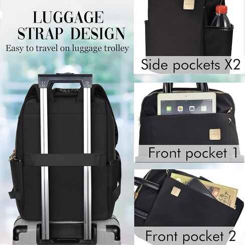 Kamlui Laptop Backpack for Women 17.3-Inch Slim - Computer Case Laptop Bag Travel Casual Daypack Satchel Business Weekender Fashion Nylon (Black) in Saudi Arabia