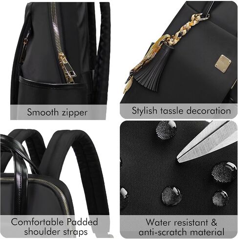 Kamlui Laptop Backpack for Women 17.3-Inch Slim - Computer Case Laptop Bag Travel Casual Daypack Satchel Business Weekender Fashion Nylon (Black) in Saudi Arabia