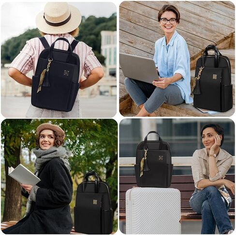 Kamlui Laptop Backpack for Women 17.3-Inch Slim - Computer Case Laptop Bag Travel Casual Daypack Satchel Business Weekender Fashion Nylon (Black) in Saudi Arabia
