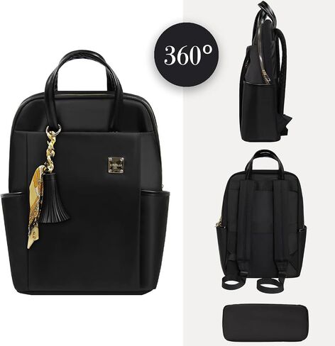 Kamlui Laptop Backpack for Women 17.3-Inch Slim - Computer Case Laptop Bag Travel Casual Daypack Satchel Business Weekender Fashion Nylon (Black) in Saudi Arabia