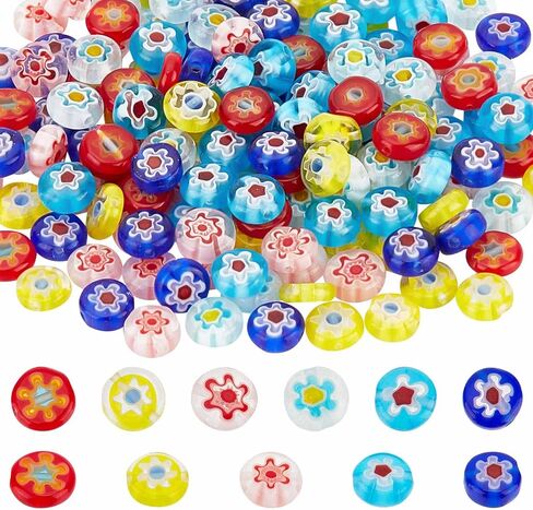 SUNNYCLUE 1 Box 80Pcs Glass Heart Beads Handmade Millefiori Glass Flower Bead Lampwork Beads Valentine's Day Red Heart Beads for Jewelry Making Beaded Bracelets Necklace DIY Craft Beading Supplies in Saudi Arabia
