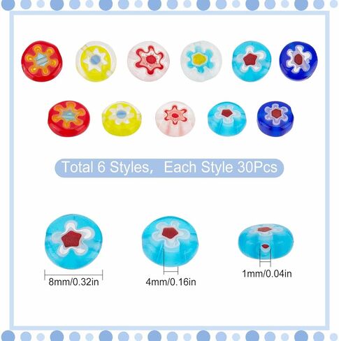 SUNNYCLUE 1 Box 80Pcs Glass Heart Beads Handmade Millefiori Glass Flower Bead Lampwork Beads Valentine's Day Red Heart Beads for Jewelry Making Beaded Bracelets Necklace DIY Craft Beading Supplies in Saudi Arabia