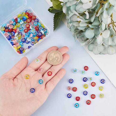 SUNNYCLUE 1 Box 80Pcs Glass Heart Beads Handmade Millefiori Glass Flower Bead Lampwork Beads Valentine's Day Red Heart Beads for Jewelry Making Beaded Bracelets Necklace DIY Craft Beading Supplies in Saudi Arabia