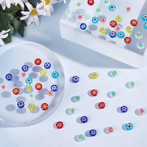 SUNNYCLUE 1 Box 80Pcs Glass Heart Beads Handmade Millefiori Glass Flower Bead Lampwork Beads Valentine's Day Red Heart Beads for Jewelry Making Beaded Bracelets Necklace DIY Craft Beading Supplies in Saudi Arabia