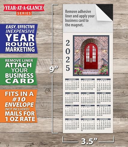 2026 Magnetic Yearly Glance Calendar, Peel and Stick Business Card Refrigerator Magnet, Great Real Estate Agent Marketing Tool, 1 oz. Postage Rate, Box of 100 (Happy Place) in Saudi Arabia