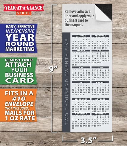 2026 Magnetic Yearly Glance Calendar, Peel and Stick Business Card Refrigerator Magnet, Great Real Estate Agent Marketing Tool, 1 oz. Postage Rate, Box of 100 (Happy Place) in Saudi Arabia