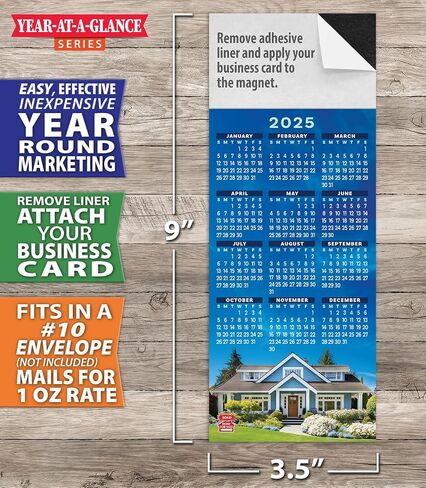 2026 Magnetic Yearly Glance Calendar, Peel and Stick Business Card Refrigerator Magnet, Great Real Estate Agent Marketing Tool, 1 oz. Postage Rate, Box of 100 (Happy Place) in Saudi Arabia