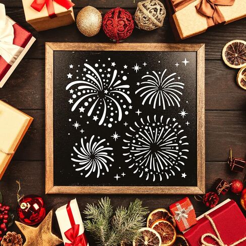 FINGERINSPIRE Fireworks Stencil 11.8x11.8inch, Reusable Fireworks Painting Template with 4 Different Patterns, Large DIY Art Craft Stencil for Wood, Canvas, Fabric, New Year Home Decoration in Saudi Arabia