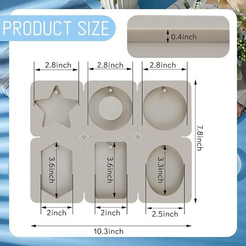 Patelai 2 Pcs Wax Silicone Molds Rectangle Wax Resin Molds Christmas Keychain Wax Mold Epoxy Casting Jewelry Making Molds with Hanging Holes for DIY Handicrafts Pendant Crafts Making (Various Style) in Saudi Arabia