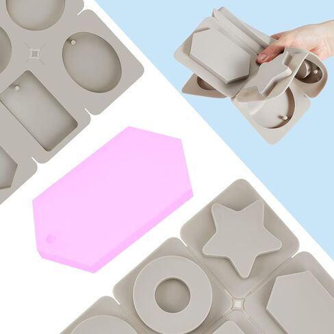 Patelai 2 Pcs Wax Silicone Molds Rectangle Wax Resin Molds Christmas Keychain Wax Mold Epoxy Casting Jewelry Making Molds with Hanging Holes for DIY Handicrafts Pendant Crafts Making (Various Style) in Saudi Arabia