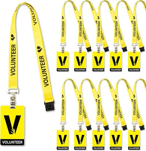 25 Sets Volunteer Lanyard with PVC Pass Card Visitor Badge for Event Fundraising Company Exhibition Guest School Activities in Kuwait
