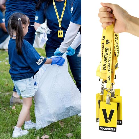 25 Sets Volunteer Lanyard with PVC Pass Card Visitor Badge for Event Fundraising Company Exhibition Guest School Activities in Kuwait