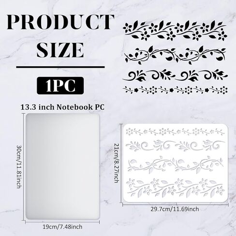 FINGERINSPIRE Flower Border Stencil (4 Style) 11.7x8.3inch Reusable Flower Drawing Stencil Vines Pattern Stencil Ivy Decoration Stencil for Painting on Wall, Furniture, Fabric, Wood and Paper in Saudi Arabia