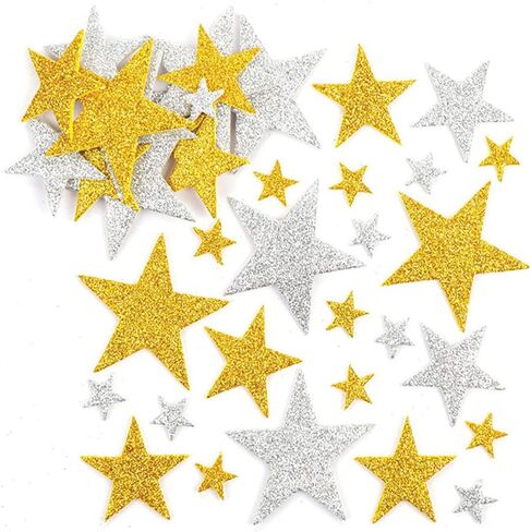 300 Pcs Glitter Foam Stars Stickers Self Adhesive Star Stickers Christmas Foam Star Shapes Star Shape Wall Stickers Arts and Craft Supplies for Kids in Saudi Arabia