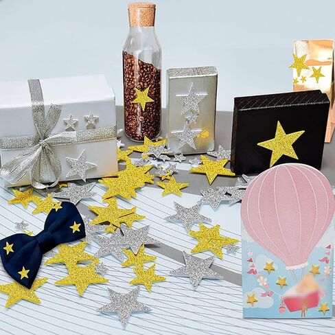 300 Pcs Glitter Foam Stars Stickers Self Adhesive Star Stickers Christmas Foam Star Shapes Star Shape Wall Stickers Arts and Craft Supplies for Kids in Saudi Arabia