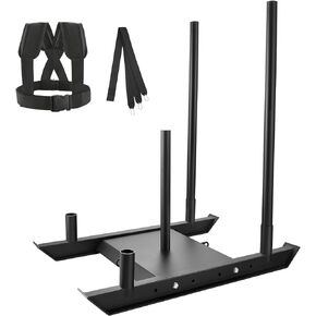 Weight Training Sled, Pull Push Power Sled, Fitness Strength Resistance Training, Steel Workout Equipment for Athletic Exercise & Speed Improvement, Suitable for 2" Weight Plate, Black