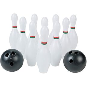 Kids Bowling Set 10 Plastic Pins and 2 Balls - Fun Toys and Games