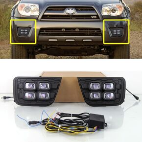 LED Fog Lamp Daytime Running Light for 2006-2009 Toyota 4Runner DRL with Yellow Turn Signal Light Car Driving Light Waterproof 12V