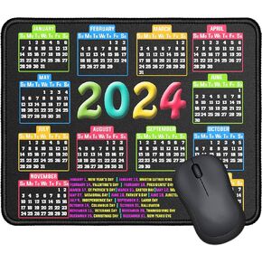 Mouse Pad with Stitched Edge, Computer Mouse Pad with Non-Slip Rubber Base, Mouse Pads for Computers Laptop Mouse 9.6x7.9x0.1 inch, (2025 Calendar Black)