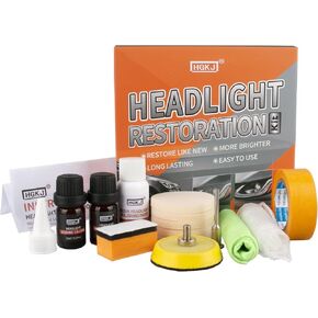 Headlight Restoration Kit - Restores Oxidation,Hazy,Yellow,Scratch - Car Headlight Cleaner -Brings Headlights Back to Like New-No Power Tools Required (Headlight Restoration Kit)