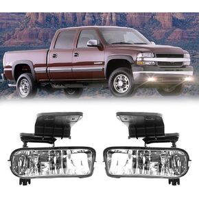مصابيح الضباب متوافقة مع 1999-2002 Chevy Silverado 1500 2500/2001 2002 Silverado 1500HD 2500HD 3500/2000-2006 Tahoe Suburban 1500 2500 (عدسة شفافة)