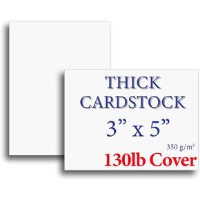 Extra Heavy Duty 130lb Cover Cardstock - 3" x 5" Bright White - 350gsm 17pt Thick Paper - Index, Flash & Post Card Stock - 120 Pack